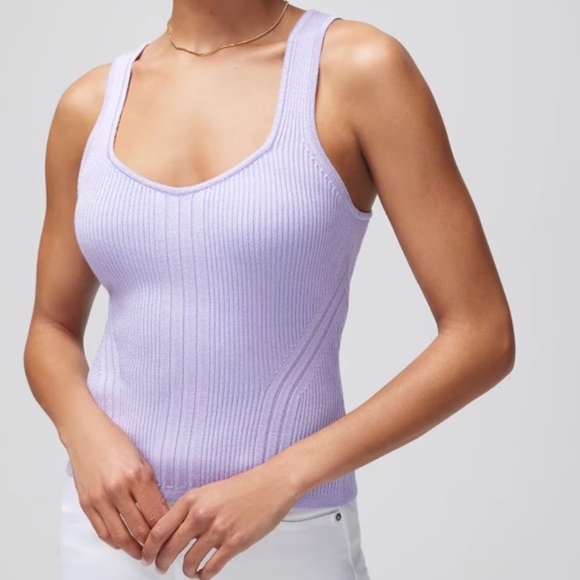 WHBM White House Black Market Fitted Ribbed Tank Top Lavender Small NWT Stretchy - Picture 1 of 9